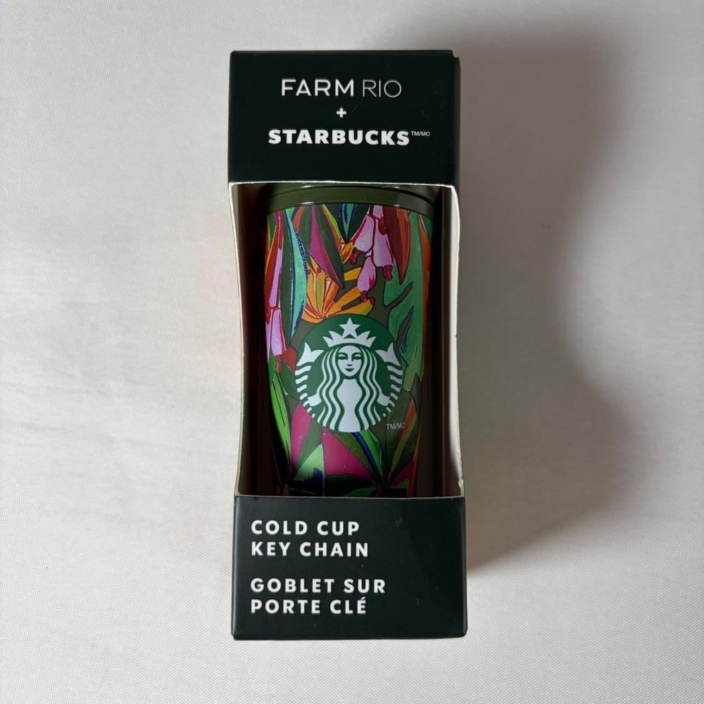 Farm Rio x Starbucks Cold Cup Keychain Tropical Floral‎ Print New 011167125